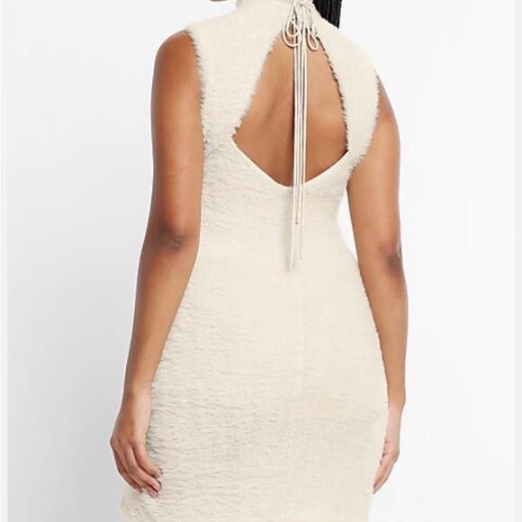 NWOT Express Cozy Knit Mock Neck
Sleeveless Open Back fuzzy above knee dress 👗 - Picture 5 of 16